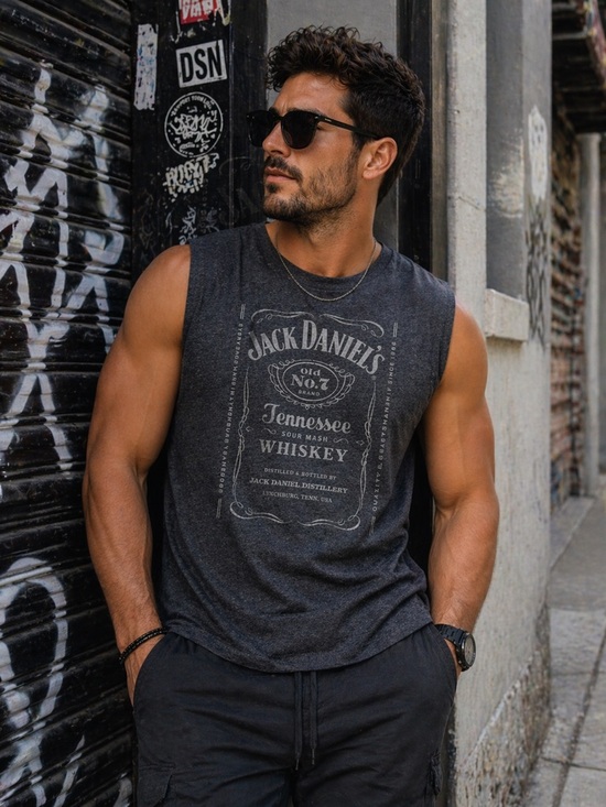 Jack Daniels Other - Jack Daniel’s Sleeveless Tank XXL Gray Whiskey Graphic Tee